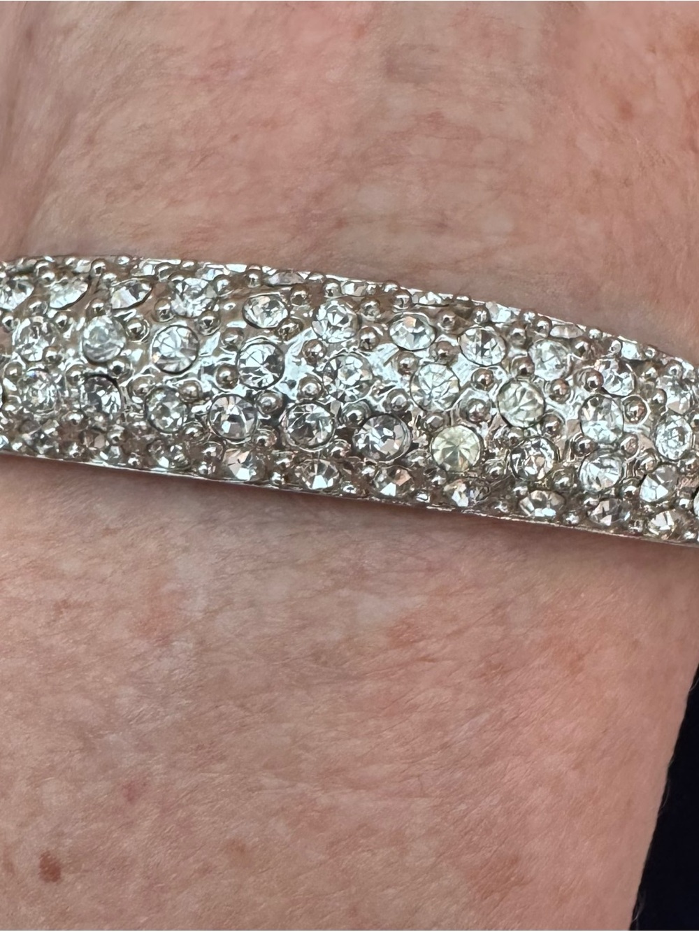 Crystal Pavé Silver-Tone Bracelet - Elegant Women's Jewelry